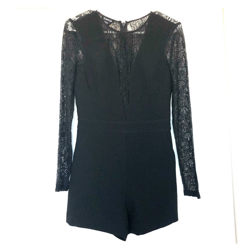 NWT! Bebe Black Lace Romper!